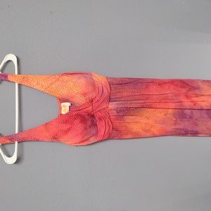 M faux wrap dress orange pink purple v-neck foam bra cups beach vacation summer